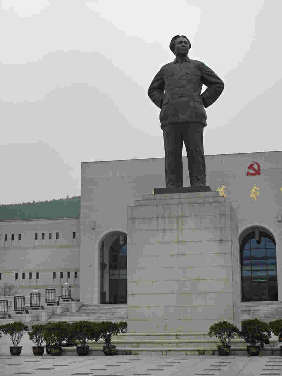 A statue of Mao — who spent 13 years in Yan'an building up support for the communist revolution — stands in front of the Yan'an Revolutionary Memorial Hall, which cost $80 million to build and opened in 2009. 