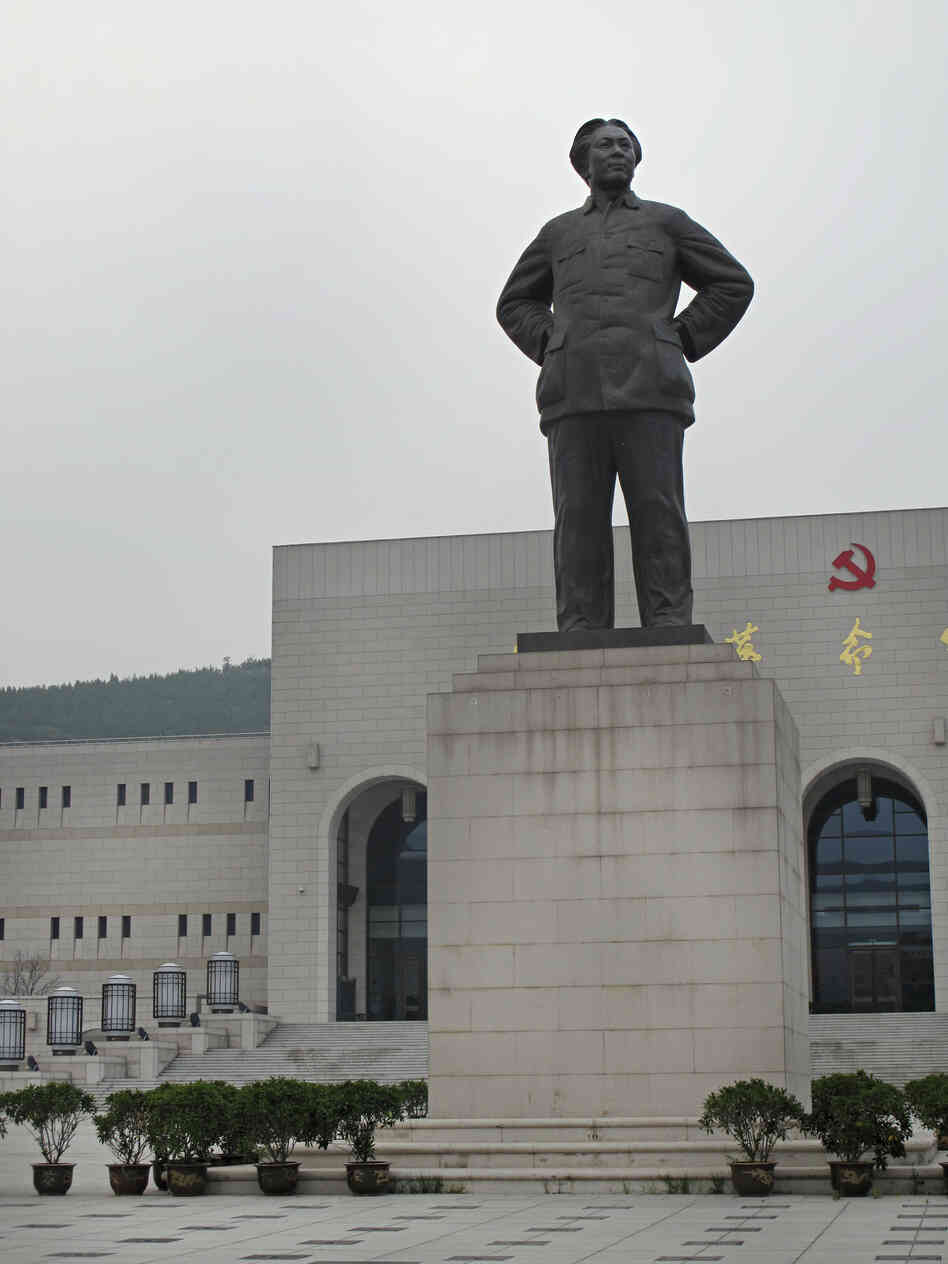 A statue of Mao — who spent 13 years in Yan'an building up support for the communist revolution — stands in front of the Yan'an Revolutionary Memorial Hall, which cost $80 million to build and opened in 2009. 