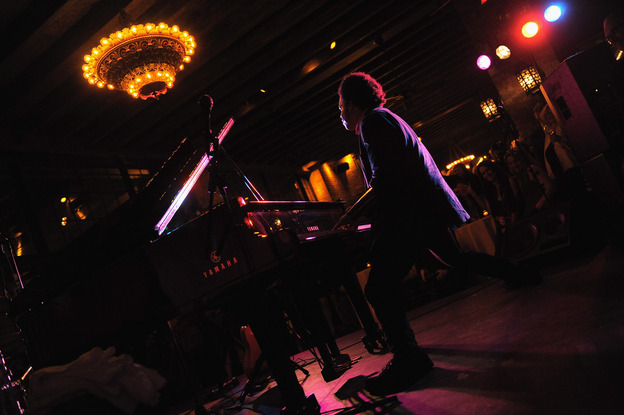 Eric Lewis, as ELEW, performs at the Blue Man Group's 20th anniversary after party in 2011.
