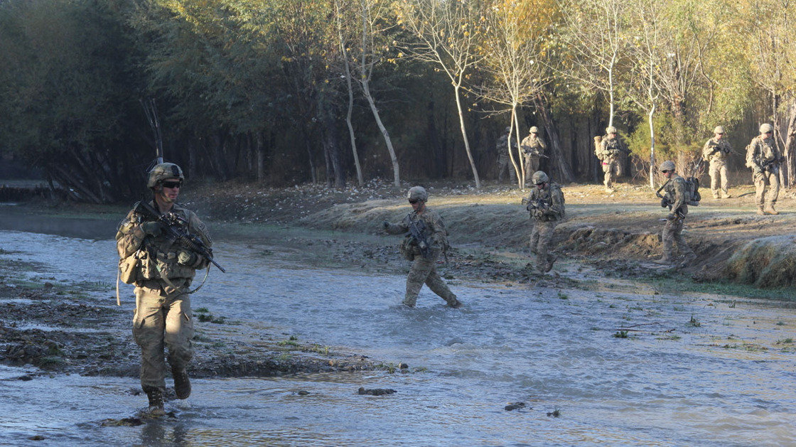 U.S. troops patrol in the Baraki Barak district of Logar province, Afghanistan.