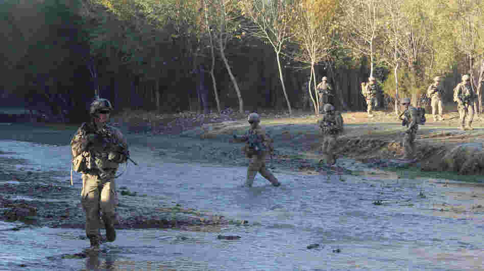 U.S. troops patrol in the Baraki Barak district of Logar province, Afghanistan.