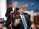 Keegan-Michael Key and Jordan Peele cooperate to impersonate President Obama in Comedy Central's Key and Peele. Keegan-Michael Key and Jordan Peele cooperate to impersonate President Obama in Comedy Central's Key and Peele.