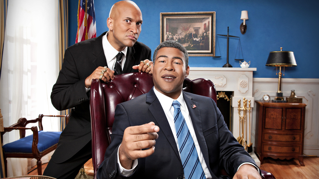 Keegan-Michael Key and Jordan Peele cooperate to impersonate President Obama in Comedy Central's Key and Peele.