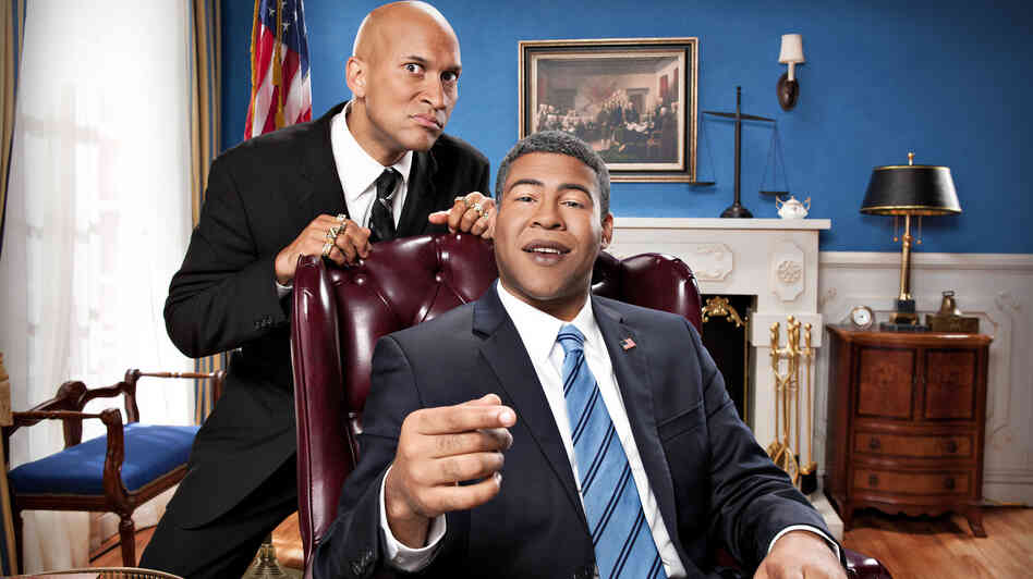 Keegan-Michael Key and Jordan Peele cooperate to impersonate President Obama in Comedy Central's Key and Peele.