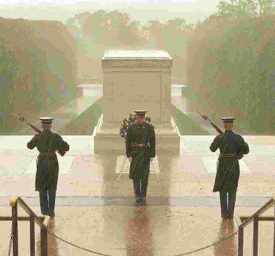 Soldiers of the 3rd Inf Reg. continue to stand guard at the Tomb of the Unknown Soldier, despite the worsening weather conditions surrounding Hurricane Sandy. Soldiers of the 3rd Inf Reg. continue to stand guard at the Tomb of the Unknown Soldier, despite the worsening weather conditions surrounding Hurricane Sandy.