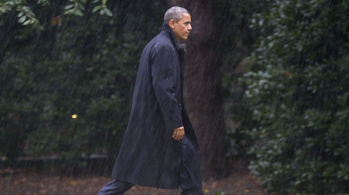 President Obama walks toward the White House on Monday after returning to Washington to monitor the government response to Hurricane Sandy.