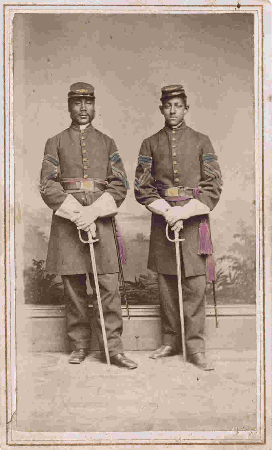 Sgt. Alexander Herritage Newton (left) and Sgt. Daniel S. Lathrop. "After obtaining permission to publish [this]," writes Coddington, "I discovered Newton's autobiography, Out of the Briars. This honest and able account of his life experiences is one of the best personal Civil War narratives that I have read."