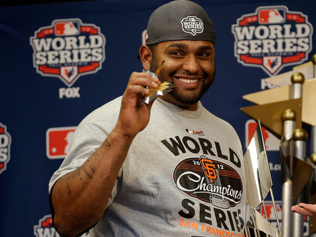 San Francisco Giants third baseman Pablo Sandoval was the World Series' most valuable player. He hit three home runs in Game 1.