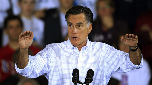 Mitt Romney speaks Monday at a campaign event at Avon Lake High School in Avon Lake, Ohio.