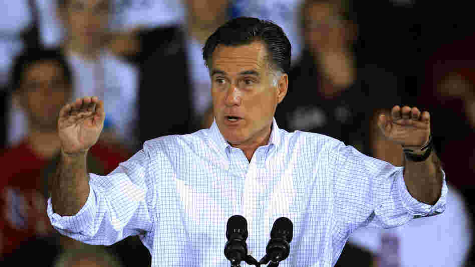 Mitt Romney speaks Monday at a campaign event at Avon Lake High School in Avon Lake, Ohio.