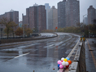 Balloons lie on the side of the closed New York City streets on Monday. Balloons lie on the side of the closed New York City streets on Monday.