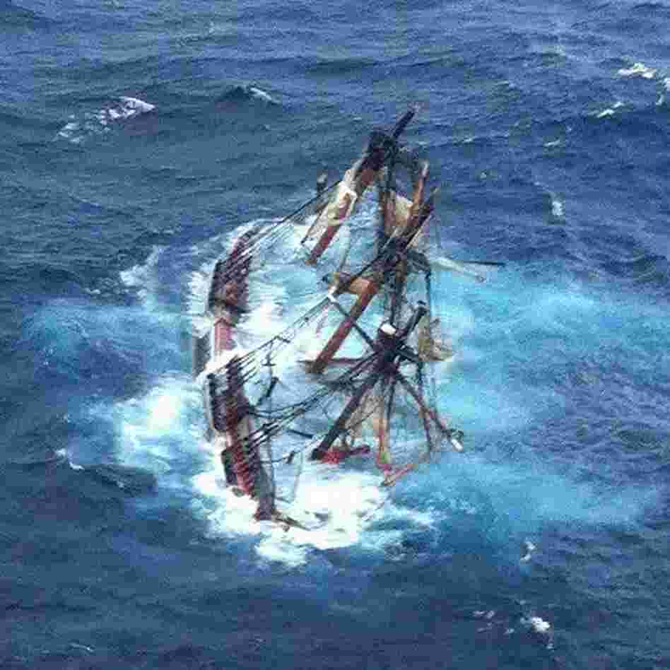 The 180-foot sailing vessel Bounty goes down off the North Carolina coast on Monday. The 180-foot sailing vessel Bounty goes down off the North Carolina coast on Monday.