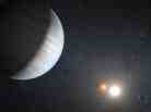 This artist's concept illustrates Kepler-47, the first transiting circumbinary system — multiple planets orbiting two suns — 4,900 light-years from Earth, in the constellation Cygnus. This artist's concept illustrates Kepler-47, the first transiting circumbinary system — multiple planets orbiting two suns — 4,900 light-years from Earth, in the constellation Cygnus.
