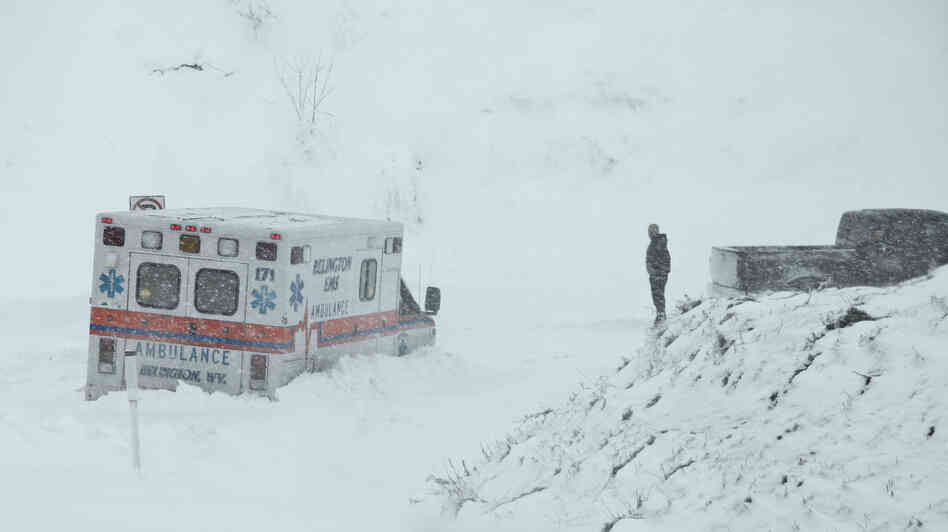 An ambulance is stuck in over a foot of snow off of Highway 33 West, near Belington, W.Va. on Oct. 30. Superstorm Sandy buried parts of West Virginia under more than a foot of snow. An ambulance is stuck in over a foot of snow off of Highway 33 West, near Belington, W.Va. on Oct. 30. Superstorm Sandy buried parts of West Virginia under more than a foot of snow.