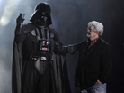 In this Oct. 15, 2011 file photo, "Darth Vader" accepts the Ultimate Villain award from Star Wars creator George Lucas during the 2011 Scream Awards. In this Oct. 15, 2011 file photo, "Darth Vader" accepts the Ultimate Villain award from Star Wars creator George Lucas during the 2011 Scream Awards.