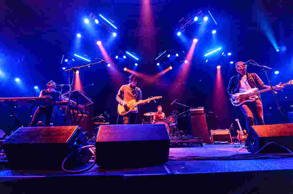 Divine Fits, a rock group featuring Spoon's Britt Daniel, Wolf Parade's Dan Boeckner and New Bomb Turks' Sam Brown, was one of the few non-electronic or dance bands to perform at this year's Moogfest.
