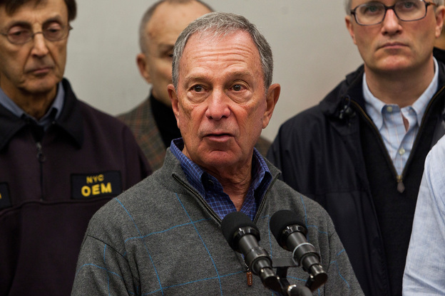 New York City Mayor Michael Bloomberg speaks to members of the media Oct. 28 in New York City.