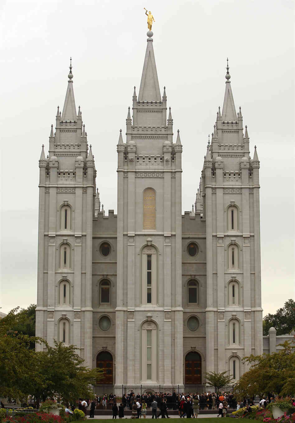 The Mormon Salt Lake temple in Salt Lake City.
