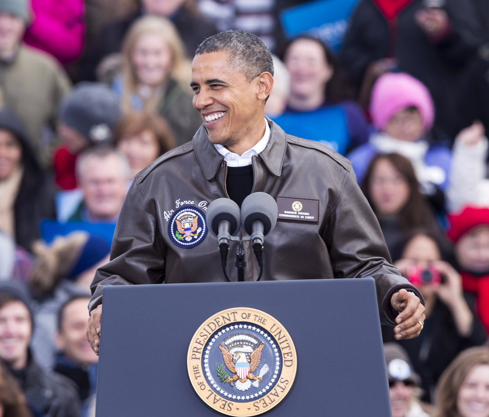 President Obama campaigns Thursday in Green Bay, Wis.