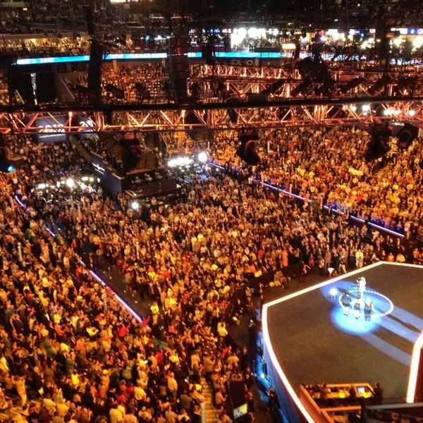 On the final night of the Democratic National Convention, Washington Correspondent Liz Halloran captured this full-house stadium shot during singer Mary J. Blige's performance.