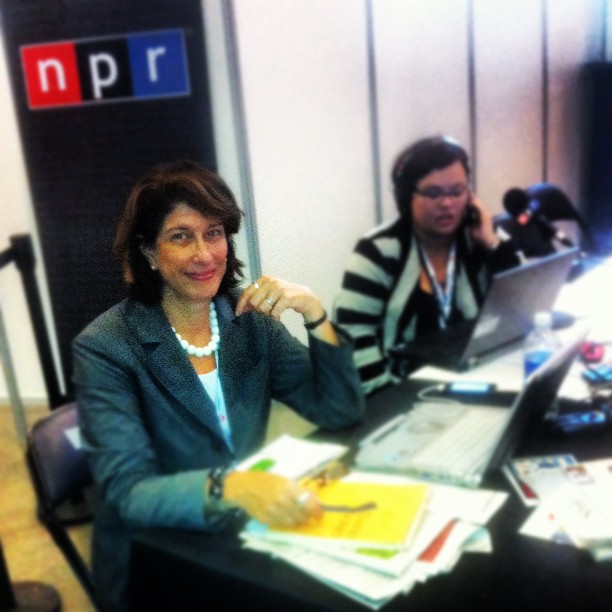 National Desk reporter Sonari Glinton caught this candid moment of Washington Desk Correspondent Mara Liasson hard at work.