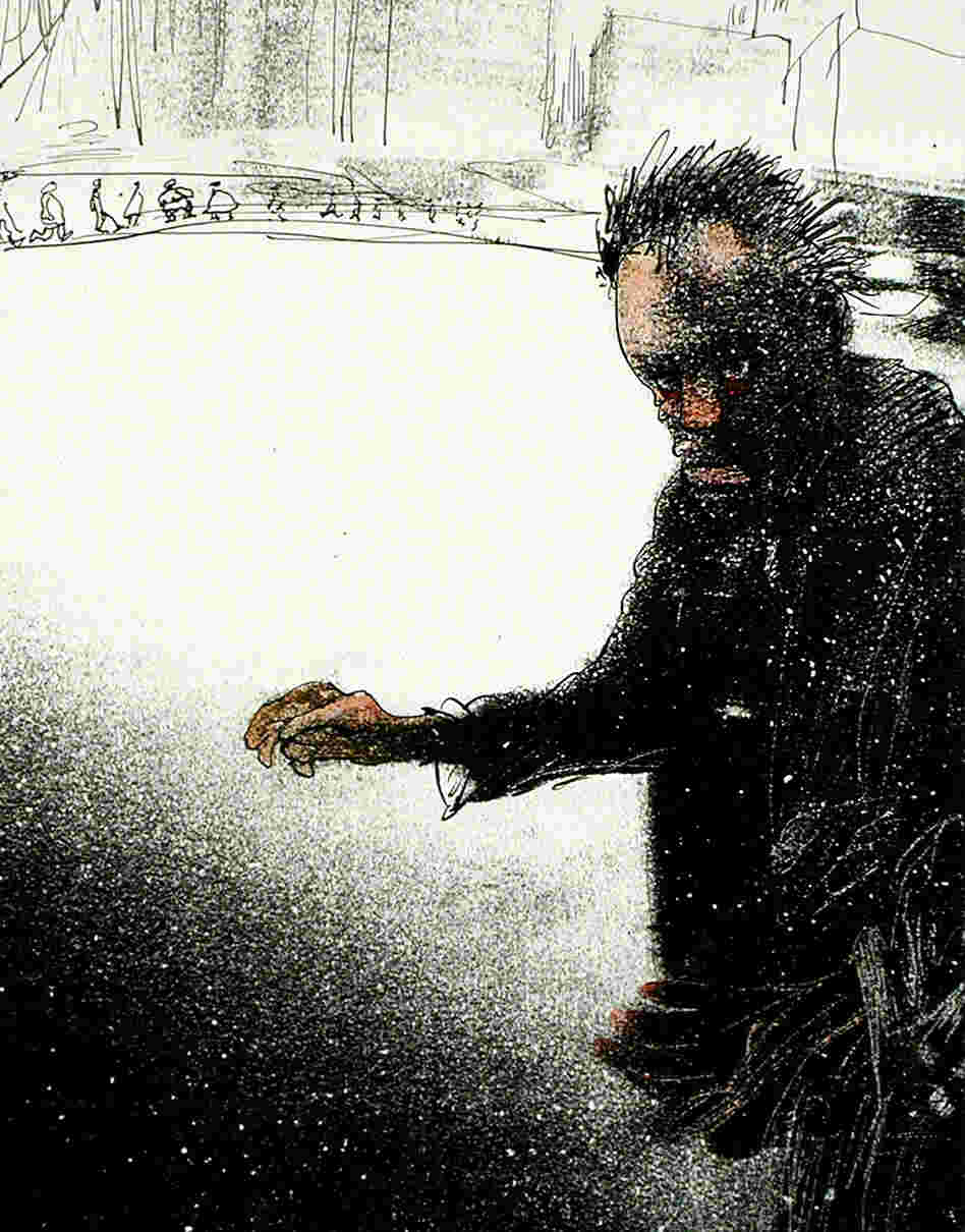 Ralph Steadman displays his signature style in this 1970 drawing of a New York homeless man. Ralph Steadman displays his signature style in this 1970 drawing of a New York homeless man.