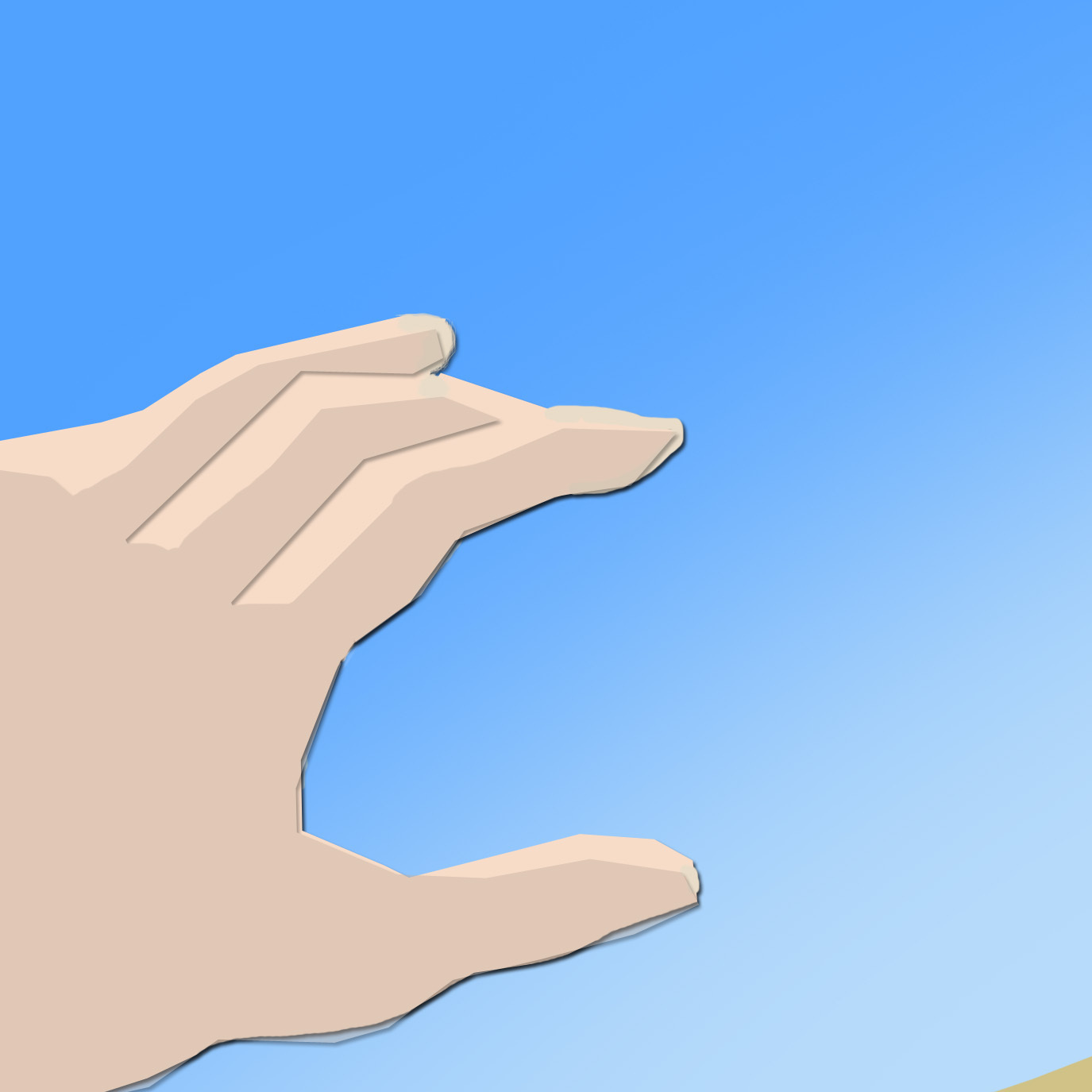 Hand reaching for petal.