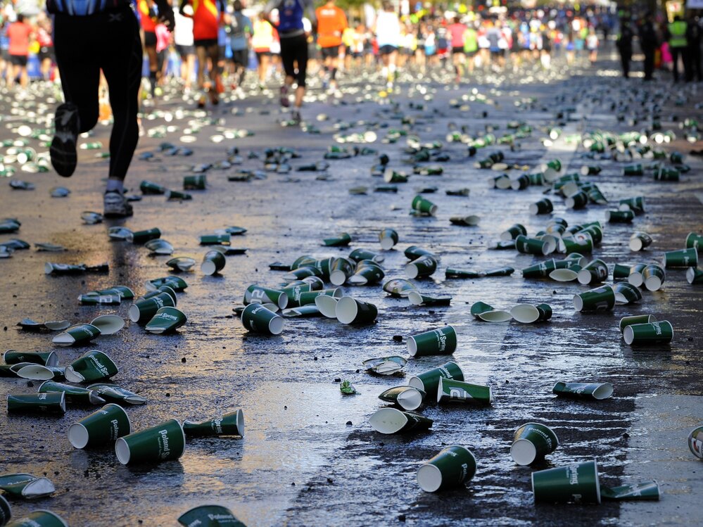 This image, from the 2011 ING New York City Marathon, shows the aftermath of the runners' passage.