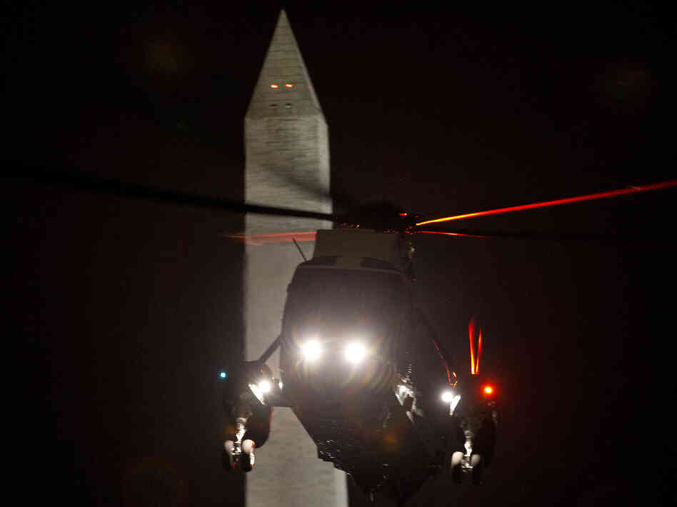 The Marine One helicopter carrying President Obama returns to the White House on Friday after Obama spent the day campaigning in Ohio. Both the president and Mitt Romney were to be on the road all weekend, campaigning in a handful of swing states.