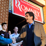 Tagg Romney, the eldest son of presidential candidate Mitt Romney, shakes hands with Barbara Irby at GOP headquarters in Lynchburg, Va., last month. Tagg Romney, the eldest son of presidential candidate Mitt Romney, shakes hands with Barbara Irby at GOP headquarters in Lynchburg, Va., last month.