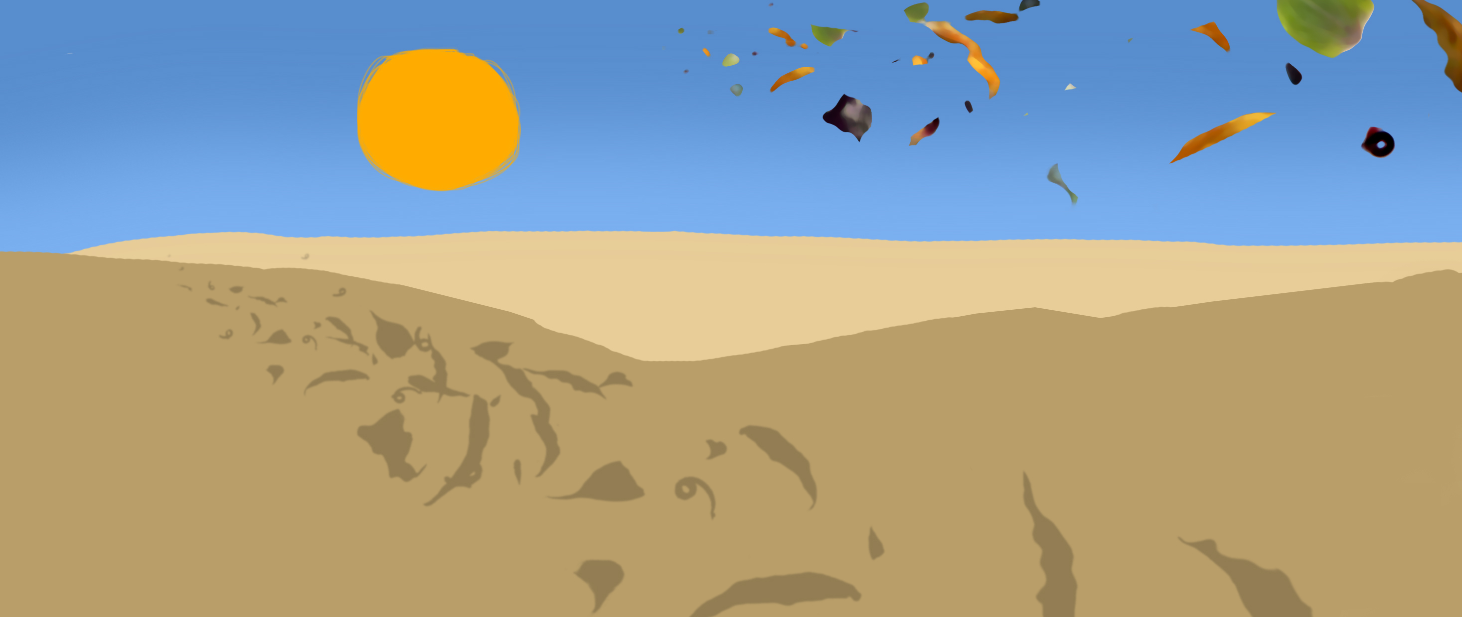 Leaves over desert. Leaves over desert.
