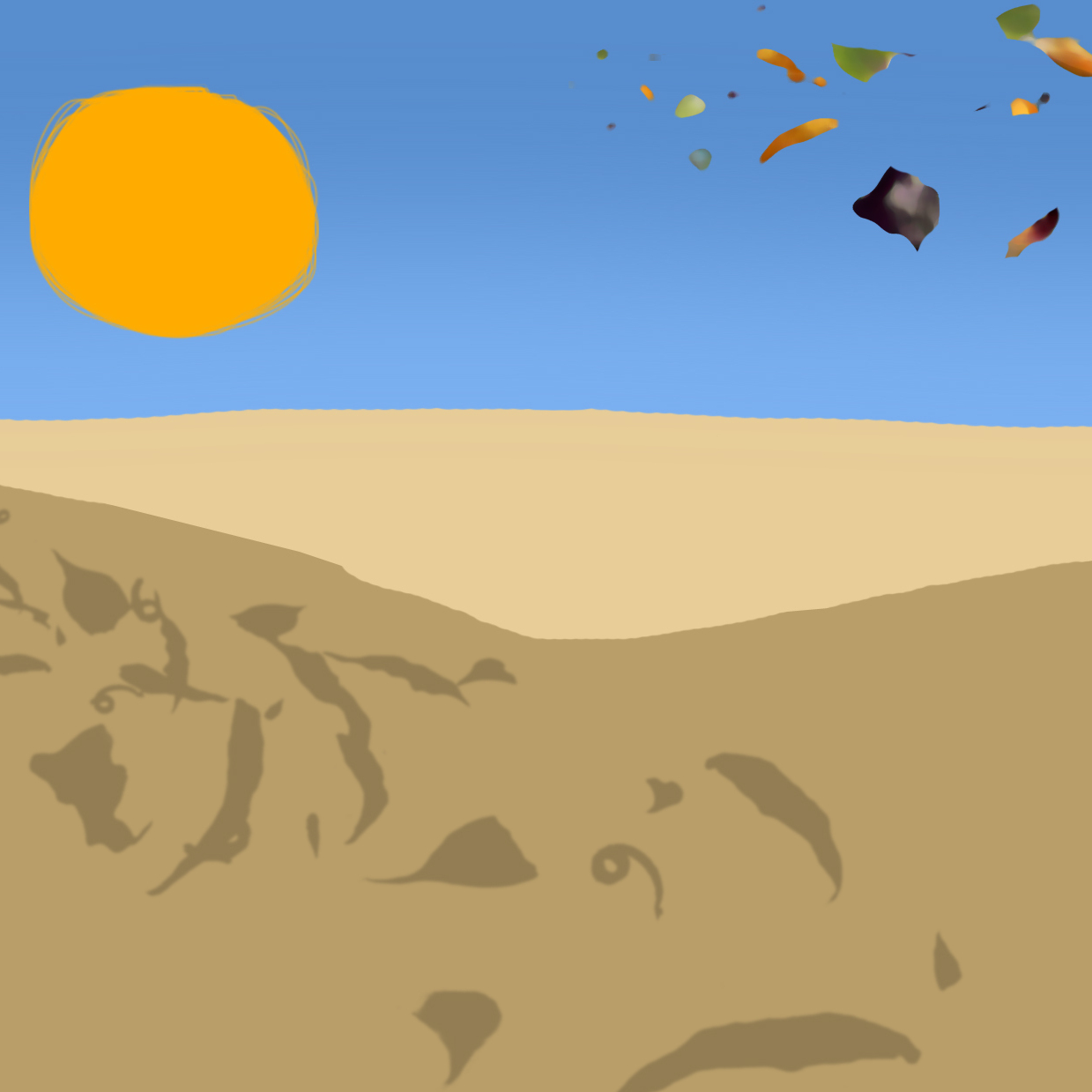 Leaves over desert.