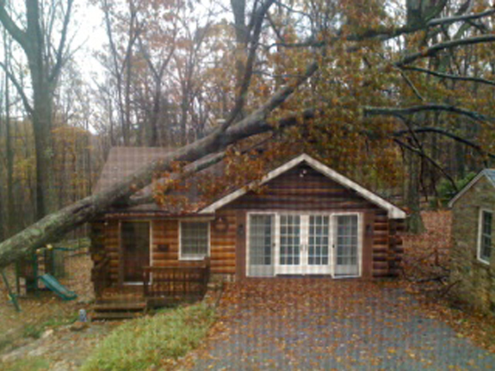 A window-screen view toward conductor Marin Alsop's studio, badly damaged during the hurricane.