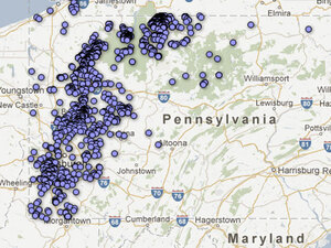 Mapping Pennsylvania's Abandoned Wells: About 200,000 orphaned and abandoned wells dot the state, but there's information about only a fraction of them. Check out the interactive map over at StateImpact Pennsylvania. 