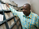 Radio Tanzania archivist Bruno Nanguka stands with just a few of the 15,000 reel-to-reel tapes stored in the station's archives. Radio Tanzania archivist Bruno Nanguka stands with just a few of the 15,000 reel-to-reel tapes stored in the station's archives.