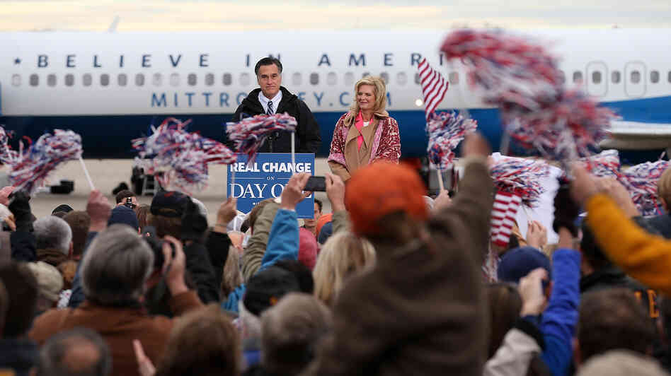 Republican presidential candidate Mitt Romney holds a campaign rally in Newington, N.H., on Saturday.