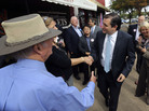 Republican Ted Cruz (center), a candidate for U.S. Senate, greets voters in Mesquite, Texas, last month. Cruz has an 18-point lead over his challenger. Republican Ted Cruz (center), a candidate for U.S. Senate, greets voters in Mesquite, Texas, last month. Cruz has an 18-point lead over his challenger.