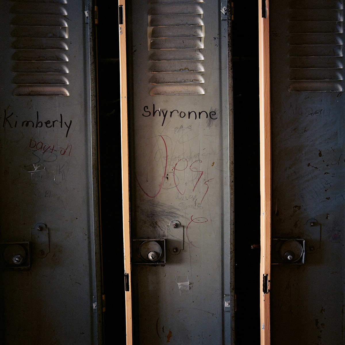 Personalized lockers at Julia C. Frazier Elementary School.