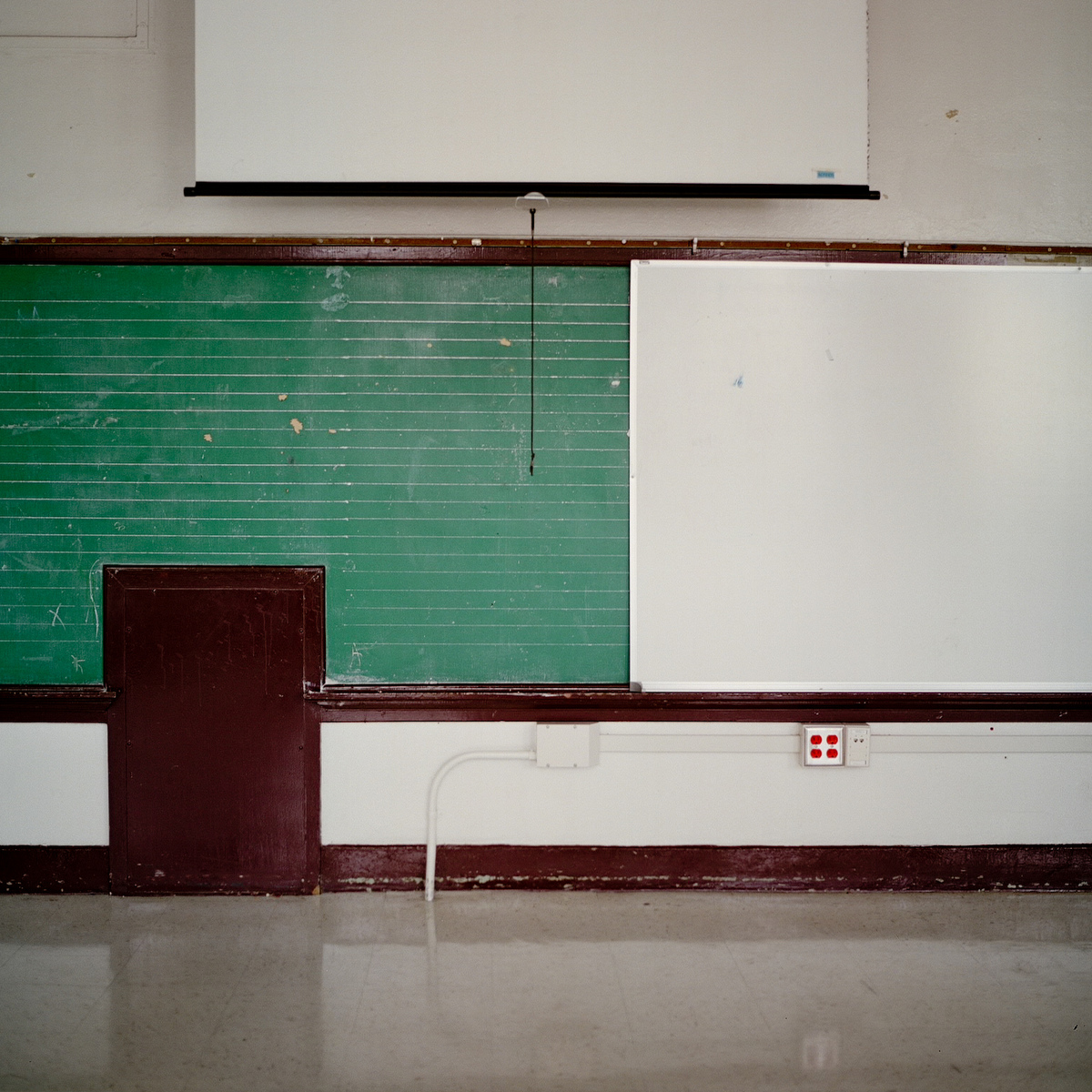 An empty classroom at James W. Fannin Elementary School.