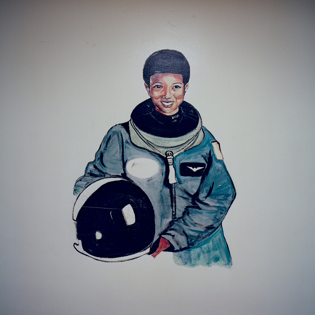A mural of astronaut Mae Jemison in the hallway of D.A. Hulcy Middle School.