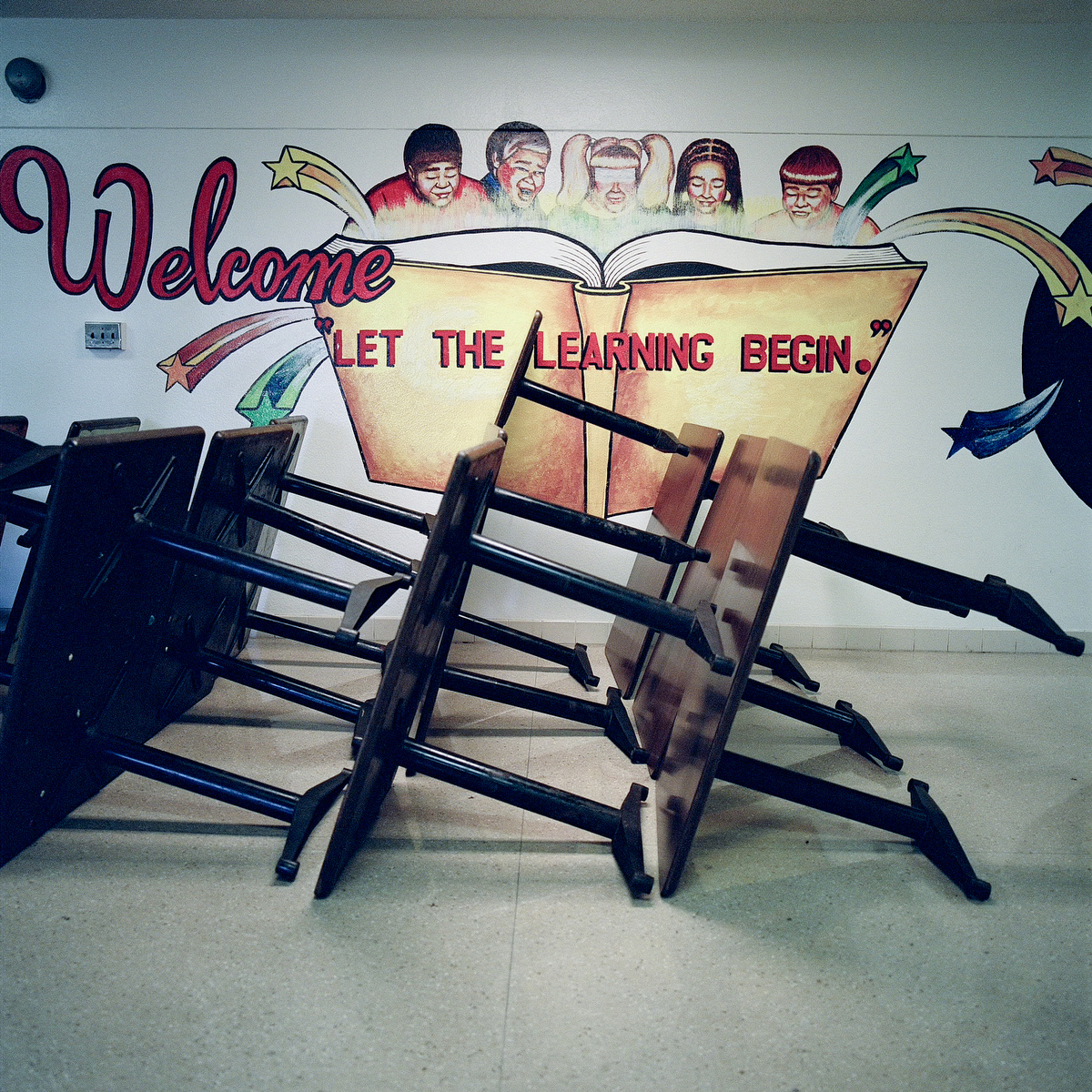 A mural in the hallway of D.A. Hulcy Middle School.