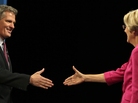 Sen. Scott Brown, R-Mass., shakes hands with Democratic challenger Elizabeth Warren at their Oct. 1 debate in Lowell, Mass. The race is one of a handful of contests that could determine party control of the Senate. Sen. Scott Brown, R-Mass., shakes hands with Democratic challenger Elizabeth Warren at their Oct. 1 debate in Lowell, Mass. The race is one of a handful of contests that could determine party control of the Senate.