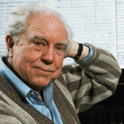Composer Elliott Carter at the piano in 1989.