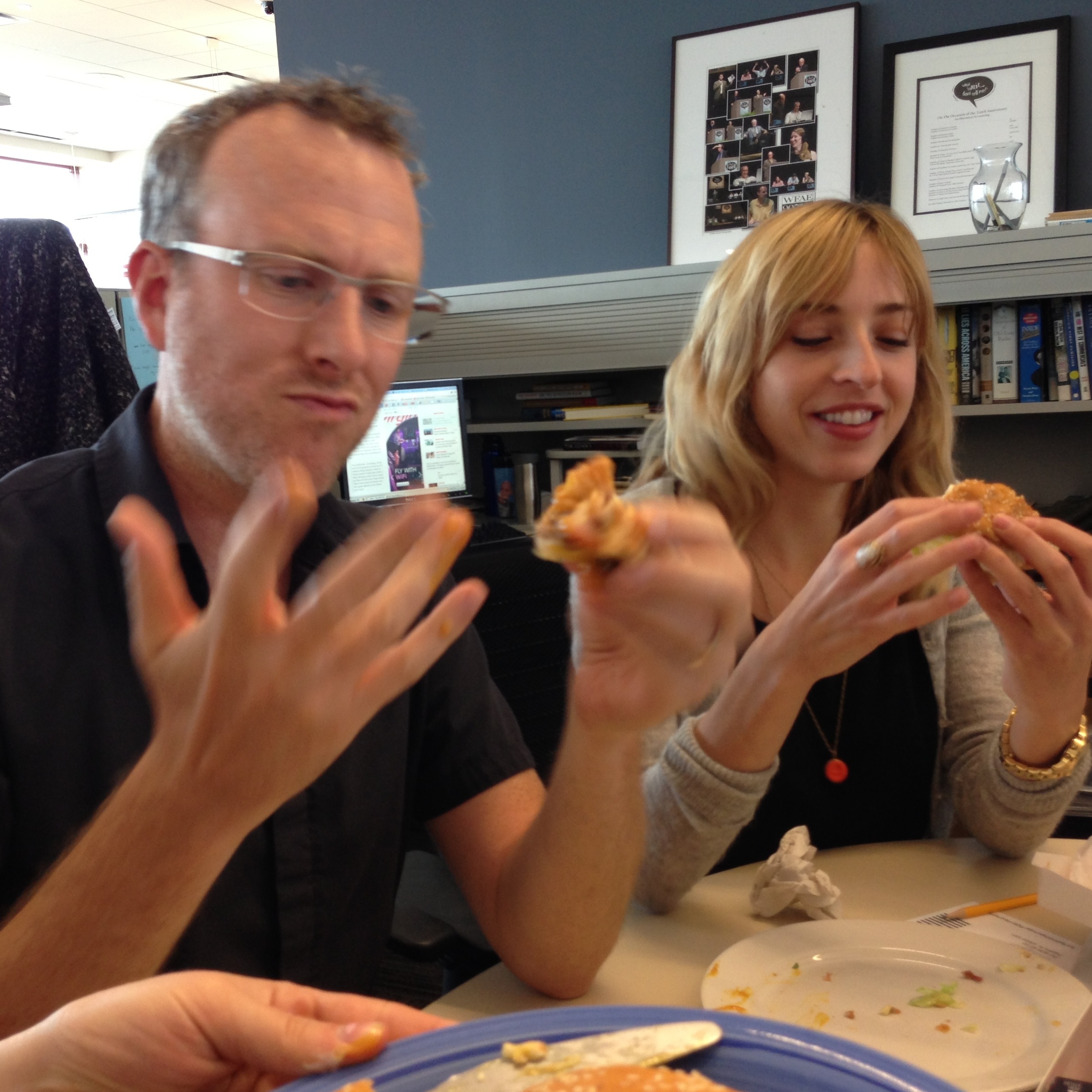 Mike and Eva contemplate their own anger towards sandwiches and each other.