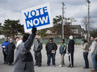 In Columbus, Ohio, on Sunday, folks lined up to cast early ballots. In Columbus, Ohio, on Sunday, folks lined up to cast early ballots.