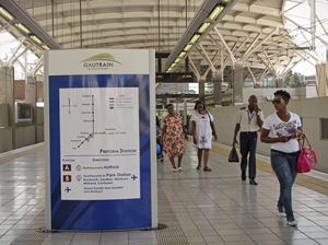 Despite some people's grumbling about ticket prices, the Gautrain is operating at full capacity during peak hours. Passengers praise the cleanliness of the trains as well as the speed. Here is the Gautrain station in Pretoria, South Africa's capital. Despite some people's grumbling about ticket prices, the Gautrain is operating at full capacity during peak hours. Passengers praise the cleanliness of the trains as well as the speed. Here is the Gautrain station in Pretoria, South Africa's capital.