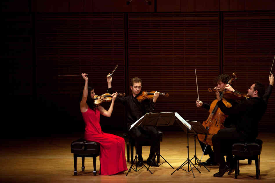 The Belcea Quartet at Zankel Hall. They were scheduled for three nights of concerts, but Hurricane Sandy got in the way of one performance. Instead the quartet played a for hurricane victims in a shelter in Brooklyn. 