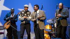 Left to right: Tarus Mateen, Jason Moran, Donvonte McCoy, Nasheet Waits and Marshall Keys perform at the Kennedy Center's Election Night Jam. Left to right: Tarus Mateen, Jason Moran, Donvonte McCoy, Nasheet Waits and Marshall Keys perform at the Kennedy Center's Election Night Jam.