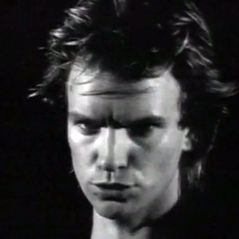 Sting singing in the video for "Every Breath You Take."