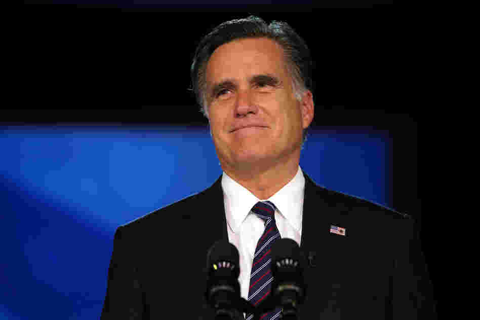 Republican presidential candidate Mitt Romney delivers his concession speech in Boston.